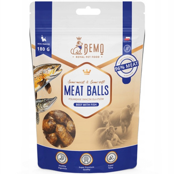 BEMO MEAT BALLS BEEF WITH FISH PRZYSMAK DLA PSA WOŁOWINA RYBA 180g