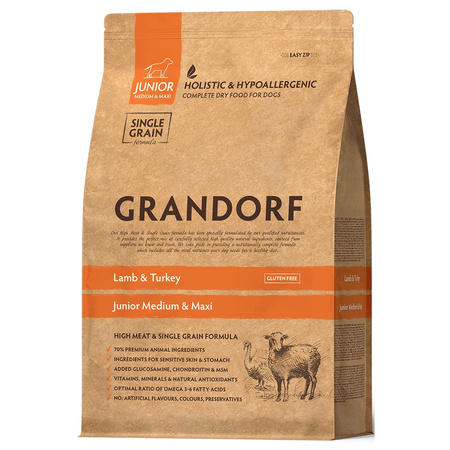 GRANDORF LAMB TURKEY JUNIOR JAGNIĘCINA INDYK KARMA DLA SZCZENIĄT ŚREDNIE DUŻE RASY 3kg