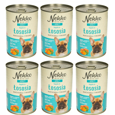 NEKKO MOKRA KARMA DLA PSA ADULT ŁOSOŚ MARCHEWKA TYMIANEK 6x400g