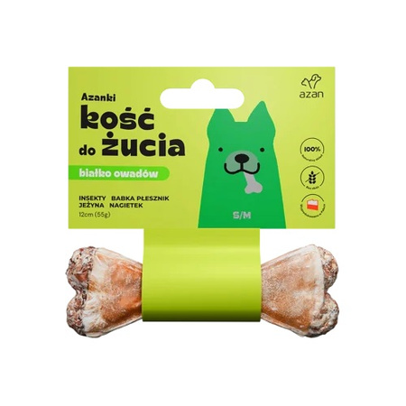 AZANKI PRZYSMAK DLA PSÓW S/M KOŚĆ DO ŻUCIA BIAŁKO INSEKTÓW BABKA JEŻYNY NAGIETEK 12cm x6