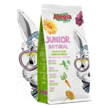 ALEGIA JUNIOR NATURAL POKARM KRÓLIKÓW PEŁNOWAROŚCIOWA KARMA DLA KRÓLIKA 650g