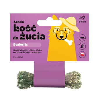 AZANKI SENIOR PRZYSMAK DLA STARSZYCH PSÓW KOŚĆ DO ŻUCIA ŁOSOŚ KOKOS SPIRULINA 10cm