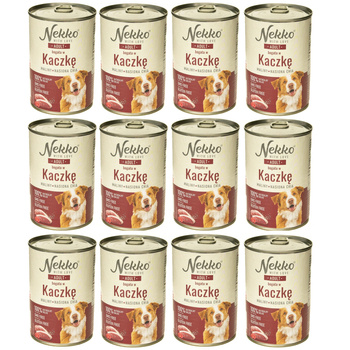 NEKKO MOKRA KARMA DLA PSA ADULT KACZKA MALINY NASIONA CHIA 12x400g