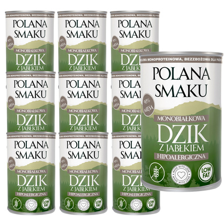 POLANA SMAKU KARMA DLA DOROSŁYCH PSÓW MOKRA DZIK Z JABŁKIEM 10x400g