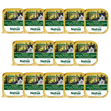 NATUA COUNTRY STERILIZED MOKRA KARMA DLA KOTA STERYLIZOWANEGO PASZTET INDYK I WARZYWA 14x100g