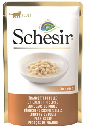 SCHESIR KARMA W SASZETKACH DLA KOTÓW PASKI Z KURCZAKA W SOSIE DLA KOTA 20x85g