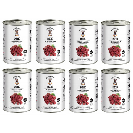 KUCHNIA SZEFA MOKRA KARMA DLA PSA MONOPROTEINOWA DZIK 8x400g
