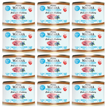 WATAHA MONO PUSZKA KARMA DLA PSA 94,5% WIEPRZOWINA BORÓWKA 12x185g