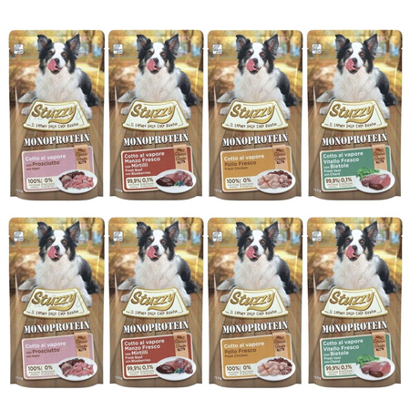 STUZZY MONOPROTEIN MOKRA KARMA DLA PSA MIX SMAKÓW 8x150g