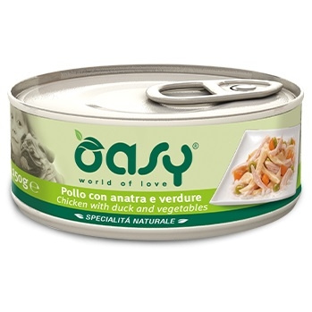 OASY NATURAL RANGE ADULT MOKRA KARMA DLA PSA KURCZAK KACZKA WARZYWA 6x150g