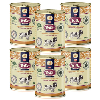 KARMA MOKRA DLA PSA PEŁNOPORCJOWA FOLK STAROPOLSKA UCZTA KRÓLIK PUSZKA 6x800g