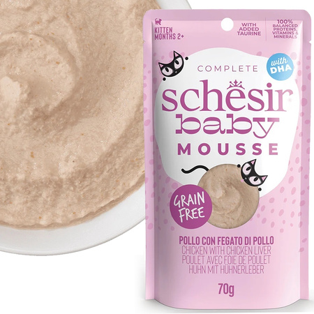 SCHESIR BABY MOUSSE MOKRA KARMA DLA KOCIĄT MUS Z KURCZAKA I WĄTRÓBKI SASZETKA 70g