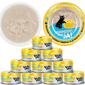 LUCKY LOU EXTRAFOOD KARMA DLA KOTA KURCZAK TUŃCZYK BULION 10x70g