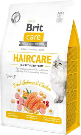 BRIT CARE CAT GRAIN-FREE HAIRCARE ŁOSOŚ/KURCZAK 4x400g