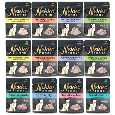 NEKKO SUPREME MOKRA KARMA W SASZETCE DLA KOTA MIX SMAKÓW 12x70g