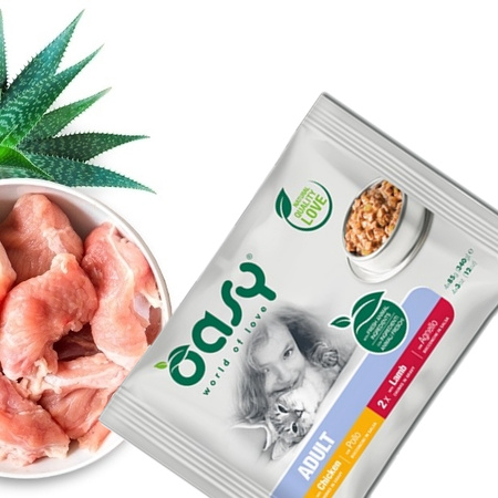 OASY CHUNKS IN GRAVY MOKRA KARMA DLA KOTA KURCZAK JAGNIĘCINA MULTIPACK 4x85g