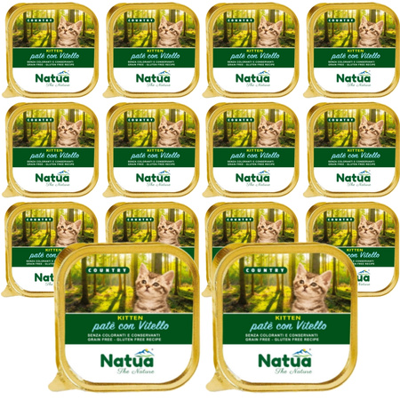NATUA COUNTRY KITTEN VEAL MOKRA KARMA DLA KOCIĄT PASZTET Z CIELĘCINĄ TACKA KOTA 14x100g