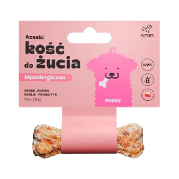 AZANKI PUPPY PRZYSMAK DLA SZCZENIĄT KOŚĆ DO ŻUCIA SKÓRA JELENIA KRÓLIK PROBIOTYKI 10cm