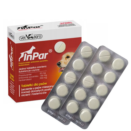 INPAR TABLETKI ODROBACZAJĄCE DLA PSÓW 20szt