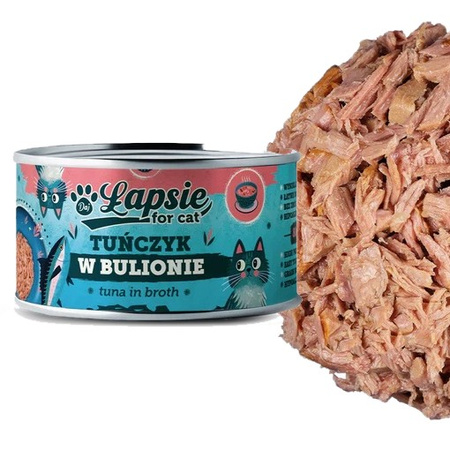 ŁAPSIE FOR CAT MOKRA KARMA DLA KOTA FILET Z TUŃCZYKA W BULIONIE PUSZKA 12x80g