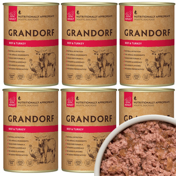 GRANDORF BEEF TURKEY WOŁOWINA INDYK MOKRA KARMA W PUSZCE DLA PSA 6x400g