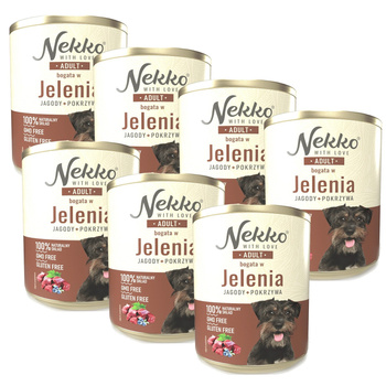 NEKKO MOKRA KARMA DLA PSA ADULT JELEŃ JAGODY POKRZYWA 7x800g