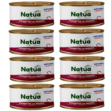 NATUA NATURAL MOKRA KARMA DLA KOTÓW TUŃCZYK Z WOŁOWINĄ W GALARETCE PUSZKA KOTA 8x85g