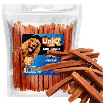 UNIQ PETS MIĘKKIE PASKI STRIPSY Z KRÓLIKA MIĘSNY PRZYSMAK DLA PSA 500g
