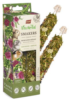 VITA HERBAL SMAKERS 2xKOLBA DLA GRYZONI I KRÓLIKÓW BROKUŁOWO - RÓŻANY 90g