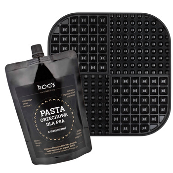 ROGY PASTA ORZECHOWA + TACKA DO LIZANIA DLA PSA KOTA ANTYSTRESOWA LICKIMAT SLOMO XL CZARNA 30x30cm