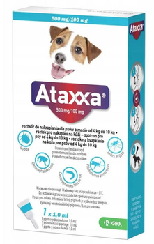 ATAXXA KROPLE NA KLESZCZE DLA PSA O MASIE 4-10kg 1x1,0ml