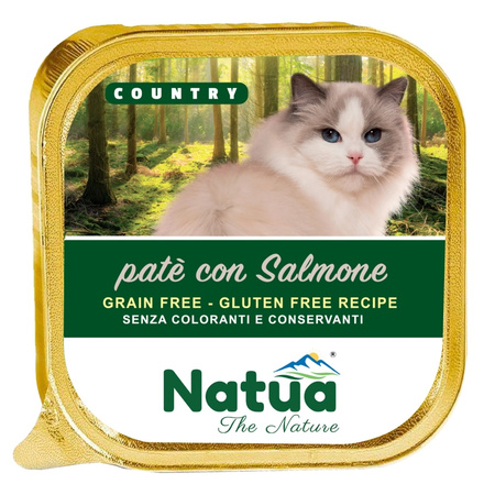 NATUA COUNTRY SALMON MOKRA KARMA DLA KOTÓW PASZTET Z ŁOSOSIEM TACKA KOTA 100g