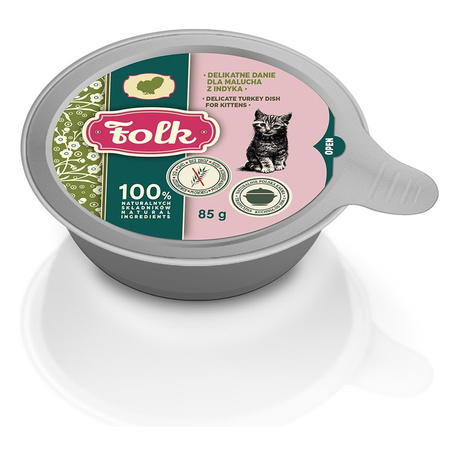 KARMA MOKRA DLA KOCIĄT FOLK KITTEN PEŁNOPORCJOWE DANIE MIX SMAKÓW SZALKA 12x85g