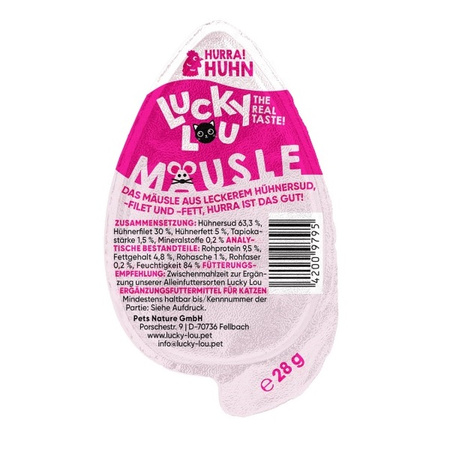 LUCKY LOU MAUSLE PASZTET PRZYSMAK MONOPROTEINOWY DLA KOTA MIX SMAKÓW 12x28g