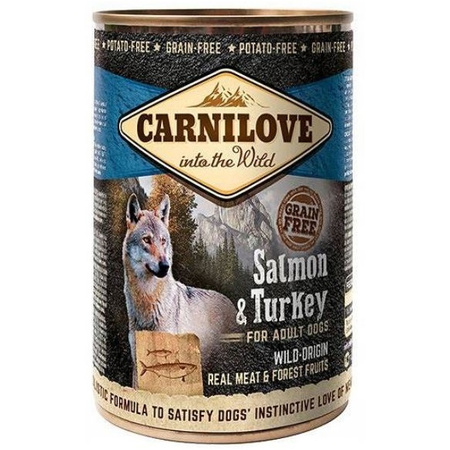 CARNILOVE WILD WET SALMON & TURKEY FOR ADULT DOGS MOKRA KARMA W PUSZCE DLA PSÓW ŁOSOŚ I INDYK 400g