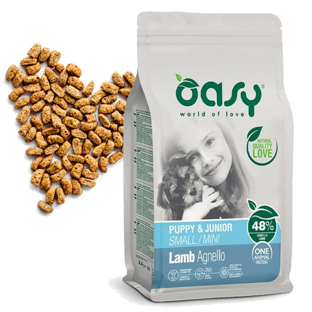 OASY KARMA SUCHA DLA SZCZENIĄT PUPPY JUNIOR SMALL MINI LAMB JAGNIĘCINA 800g