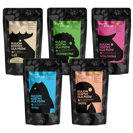 BULION KOSTNY DLA PSÓW PSA MIX SMAKÓW FOOD STUDIO CHEFS 5x230ml