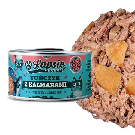 DAJ ŁAPSIE FOR CAT MOKRA KARMA DLA KOTA TUŃCZYK Z KALMARAMI W BULIONIE PUSZKA 80g