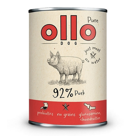 OLLO PURE PORK ADULT MONOBIAŁKOWA MOKRA KARMA DLA PSÓW WIEPRZOWINA 850g