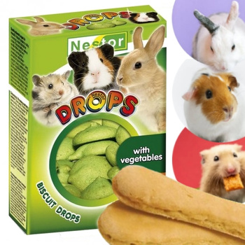 NESTOR DROPSY BISZKOPTOWE WARZYWA PRZYSMAK DLA GRYZONI CHOMIKA KRÓLIKA ŚWINKI MORSKIEJ 35g