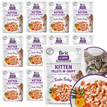 BRIT CARE CAT MOKRA KARMA DLA KOCIĄT KITTEN INDYK W SOSIE SASZETKA 12x85g