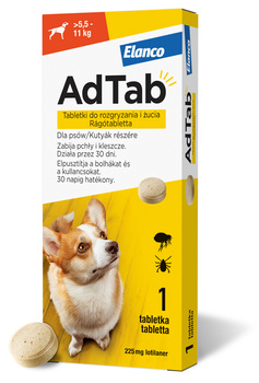 ADTAB 225mg TABLETKA DLA PSA NA PCHŁY KLESZCZE NA 30 dni 5,5-11kg