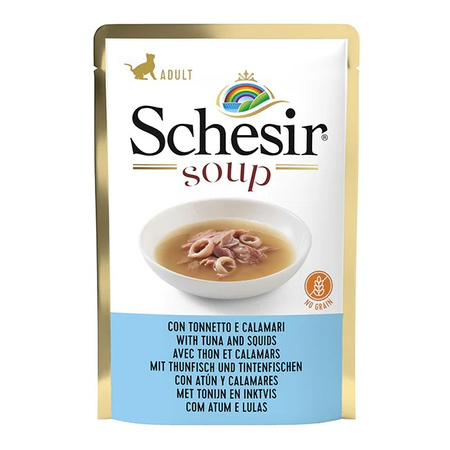SCHESIR SOUP MOKRA KARMA DLA KOTÓW ZUPA KOTA TUŃCZYK Z KALMARAMI SASZETKA 85g