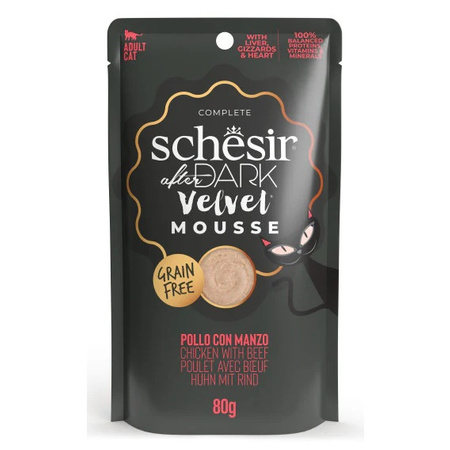 SCHESIR AFTER DARK VELVET MOUSSE MOKRA KARMA DLA KOTA MUS Z KURCZAKA Z WOŁOWINĄ 6x80g