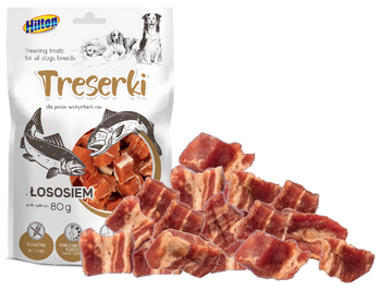 HILTON MIĘSNE TRESERKI Z ŁOSOSIEM PRZYSMAK DLA PSA 80g