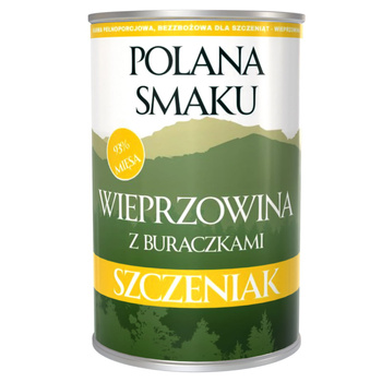 POLANA SMAKU MOKRA KARMA DLA SZCZENIĄT WIEPRZOWINA Z BURACZKAMI 400g
