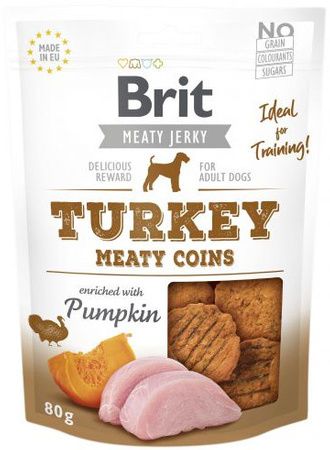 BRIT JERKY TURKEY MEATY COINS PRZYSMAK DLA PSA TALARKI KURCZAK INDYK 80g