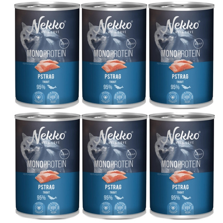 NEKKO MONOPROTEIN ADULT MOKRA KARMA DLA PSA PSTRĄG 6x400g