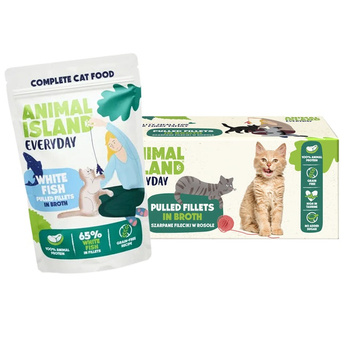 ANIMAL ISLAND EVERYDAY MOKRA KARMA DLA KOTA BIAŁA RYBA FILETY W ROSOLE SASZETKI 40x85g