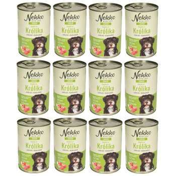 NEKKO JUNIOR MOKRA KARMA DLA SZCZENIĄT PSA KRÓLIK JABŁKO RUMIANEK 12x400g